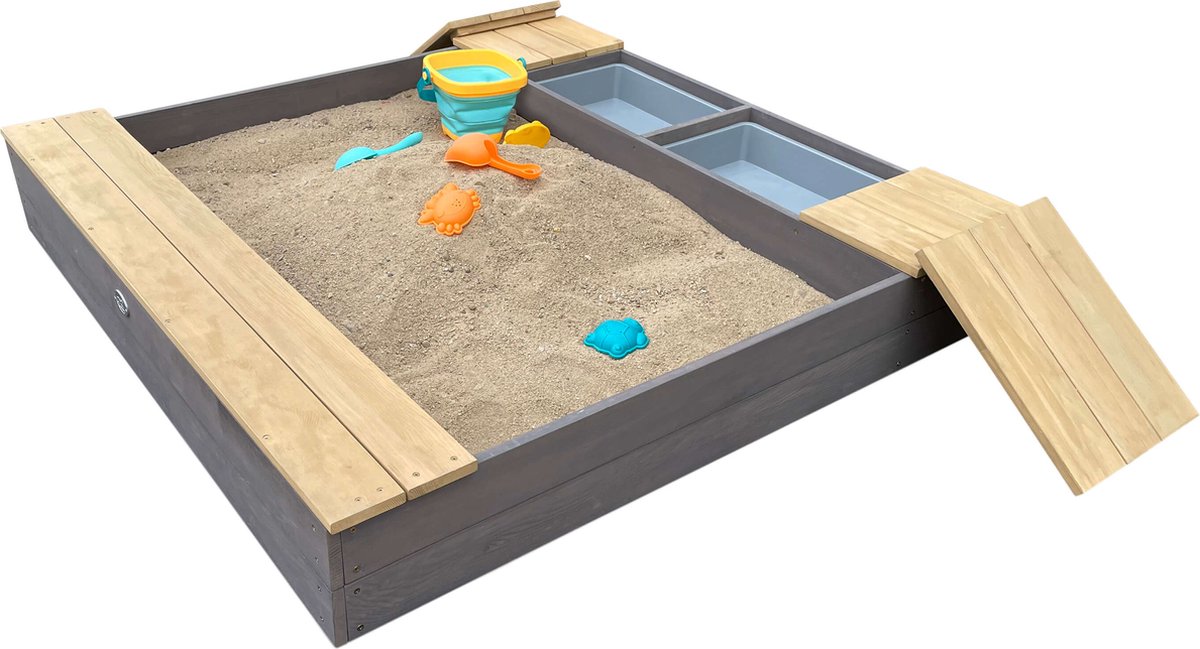 AXI Evy Zandbak met waterbakken en opbergruimte Grijs/bruin - Inclusief accessoireset — afbeelding 6