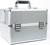 Aluminium luxe koffer - zilver met stras