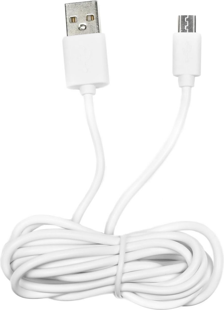 Benson USB naar Micro USB kabel - 2 meter - wit - snelle dataoverdracht - duurzame materialen