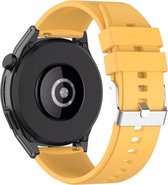 Band Geschikt voor Huawei Watch GT Runner Versterkte Siliconen en Zilveren Gesp – Geel