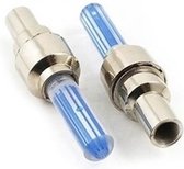 Set fietslichten ventiel kleur blauw - wiel LED incl batterijen - ventielverlichting / ventiellampjes