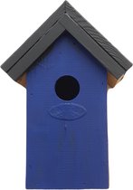 Houten vogelhuisje/nestkastje 22 cm - in het zwart/blauw maken - Dhz schilderen pakket - 2x tubes verf en kwasten
