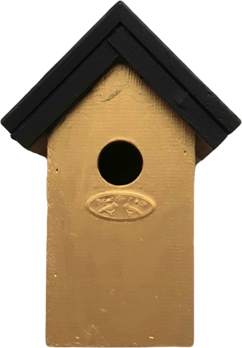 Houten vogelhuisje/nestkastje 22 cm - in het zwart/goud maken - Dhz schilderen pakket - 2x tubes verf en kwasten