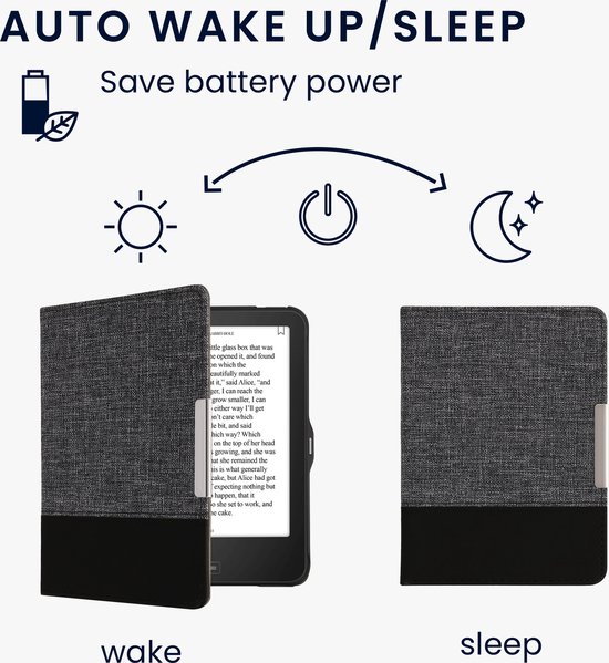 kwmobile hoes geschikt voor Tolino Vision 1 / 2 / 3 / 4 HD - Canvas beschermhoes in donkerblauw / zwart - Voor e-reader van Merkloos — afbeelding 3