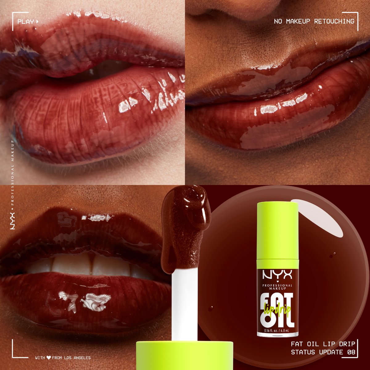 NYX Professional Makeup Fat Oil Lip Drip Lipgloss - Tot 12 uur hydratatie - Verrijkt met kruipbraamolie, framboosolie en squalaan - Status Update - 4,8 ml — cadeau in Verzorging - foto 4