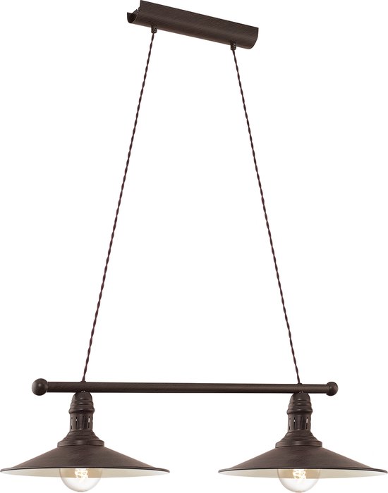 Lampe à suspension EGLO Vintage Stockbury - 2 lumières - E27 - Longueur 800 mm. - Beige brun antique