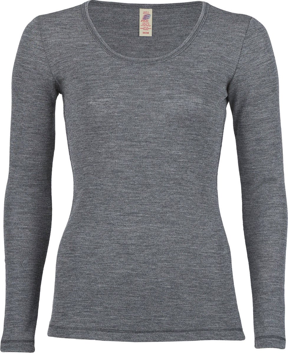 Longsleeve Bio Merino Wol Dames Engel Natur - IVN BEST - Antraciet 34/36s
