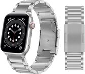 By Qubix Titanium schakelband - Zilver - Geschikt voor Apple watch 42mm - 44mm - 45mm - 49mm