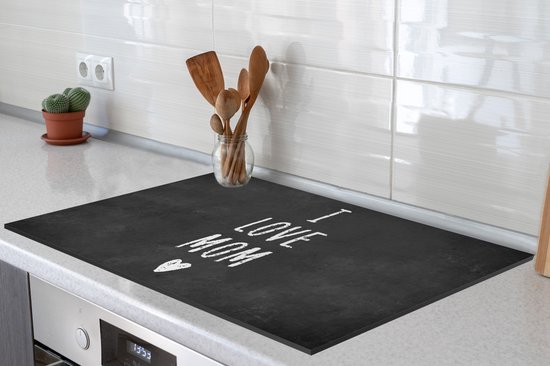 KitchenYeah® Inductie beschermer 77x51 cm - Quotes - I love mom - Spreuken - Moeder - Kookplaataccessoires - Afdekplaat voor kookplaat - Inductiebeschermer - Inductiemat - Inductieplaat mat