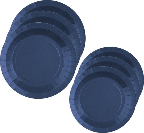 Santex Feest/verjaardag borden set - 20x stuks - kobalt blauw - 17 cm en 22 cm