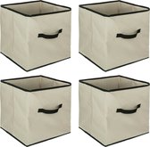 5Five Opbergmand - 4x - 29 liter - beige - 31 x 31 x 31 cm