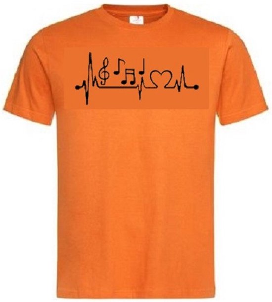 Grappig T-shirt - hartslag - heartbeat - muzieknoten - muziek - maat XXL