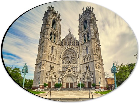 Dibond Ovaal - De Kathedraalbasiliek van het Heilig Hart, New Jersey - 28x21 cm Foto op Ovaal (Met Ophangsysteem)