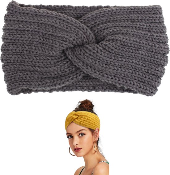 Femur Haarband Dames – Sport Haarband – Warme Haarband – Elastisch – Bandana – Haar Accessoire – Oorwarmers – Alternatief voor een Muts - Winter - Grijs