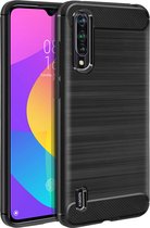 Geschikt voor Xiaomi Mi 9 Lite Versterkt Soft Case met geborsteld effect zwart