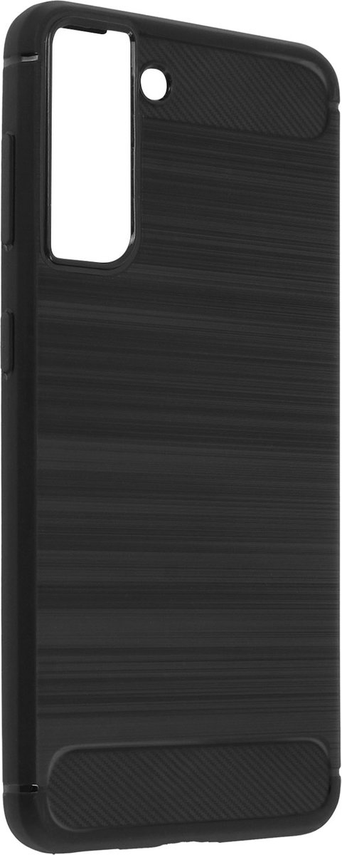 Geschikt voor Samsung Galaxy S21 Versterkt Soft Case met geborsteld effect zwart