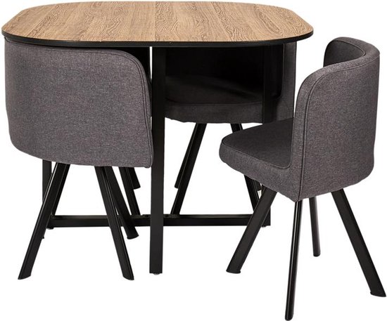 4goodz Compacte Eetkamerset 100x100cm met 4 stoelen - zwart/bruin | bol.com