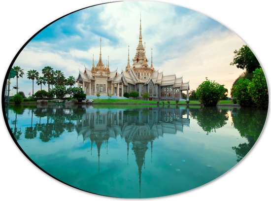 WallClassics - Dibond Ovaal - Boeddhisitsche Tempel - Thailand - 28x21 cm Foto op Ovaal (Met Ophangsysteem)