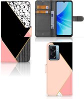 GSM Hoesje OPPO A77 5G | A57 5G Bookcase Black Pink Shapes