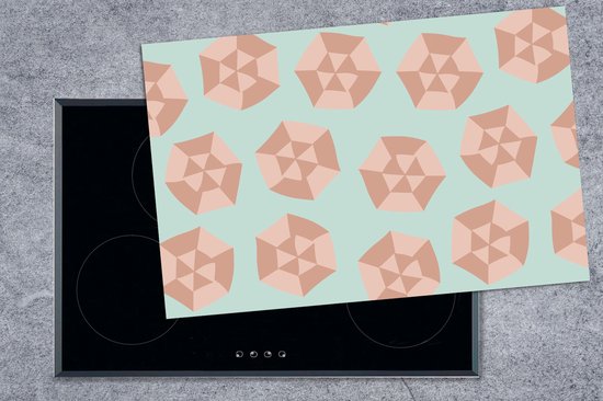 KitchenYeah® Inductie beschermer 80.2x52.2 cm - Zomer - Parasols - Lichtblauw - Kookplaataccessoires - Afdekplaat voor kookplaat - Inductiebeschermer - Inductiemat - Inductieplaat mat