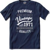 Vintage Legend Sinds 1971 - verjaardag en feest cadeau - Kado tip - T-Shirt - Unisex - Navy Blue - Maat M