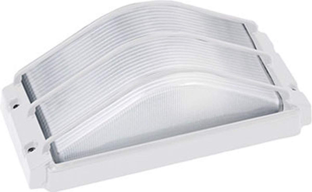 LED Tuinverlichting - Buitenlamp - Wand - Aluminium Mat Wit - E27 - Rechthoek