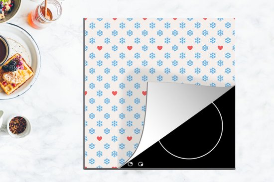 KitchenYeah® Inductie beschermer 78x78 cm - Sneeuwvlok - Hart - Winter - Patronen - Kookplaataccessoires - Afdekplaat voor kookplaat - Inductiebeschermer - Inductiemat - Inductieplaat mat