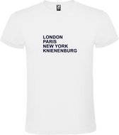 wit T-Shirt met London,Paris, New York , Knienenburg tekst Zwart Size XXXXXL