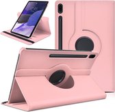 Hoesje Geschikt Voor Samsung Galaxy Tab S8 hoes Draaibare Book case Licht Roze - Hoesje Geschikt Voor Samsung Galaxy Tab S8 hoesje 2022 - Tab S7 hoes 11 inch Tablet Hoes