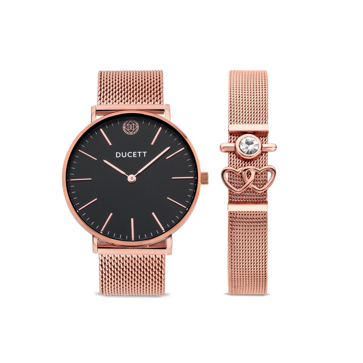 DUCETT - Black mesh + Mesh bracelet luxe rosé gold - Watches - Dames
