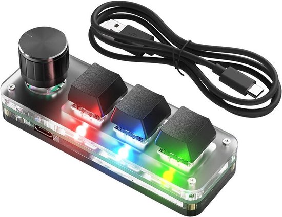 Pongnas 3 Sleutels Klein Toetsenbord RGB Wired Toetsenvag met 0,96 Inch