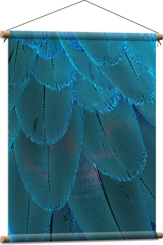 WallClassics - Textielposter - Blauwe Veren - 60x80 cm Foto op Textiel