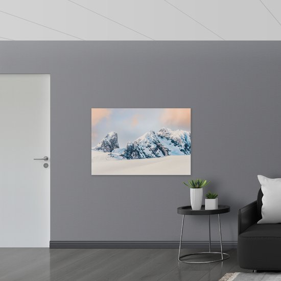 PVC Schuimplaat- Rotsen met Sneeuw - 120x80 cm Foto op PVC Schuimplaat