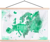 Posterhanger incl. Poster - Schoolplaat - Wereldkaart - Europa - Verf - 150x100 cm - Blanke latten