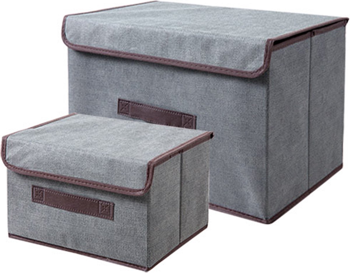 Luxflair 3er set opbergmanden van afwasbaar vilt in grijs/donkergrijs LxBxH: 30x24x15cm, opbergbox, opbergbox, vouwbox, speelgoedmandje, viltmandje