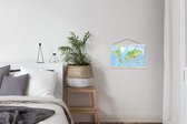 Support pour affiches avec affiche 60 x 40 cm - Affiche scolaire - Wereldkaart - Atlas - Topographie - Affiche textile - Lattes vierges