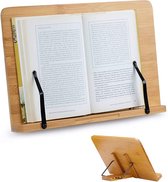 NA Bamboe leesstandaard 34 x 24 cm kookboekhouder instelbaar boekenstandaard boekhouder bamboe leesrest voor boek, tablet pc, laptop
