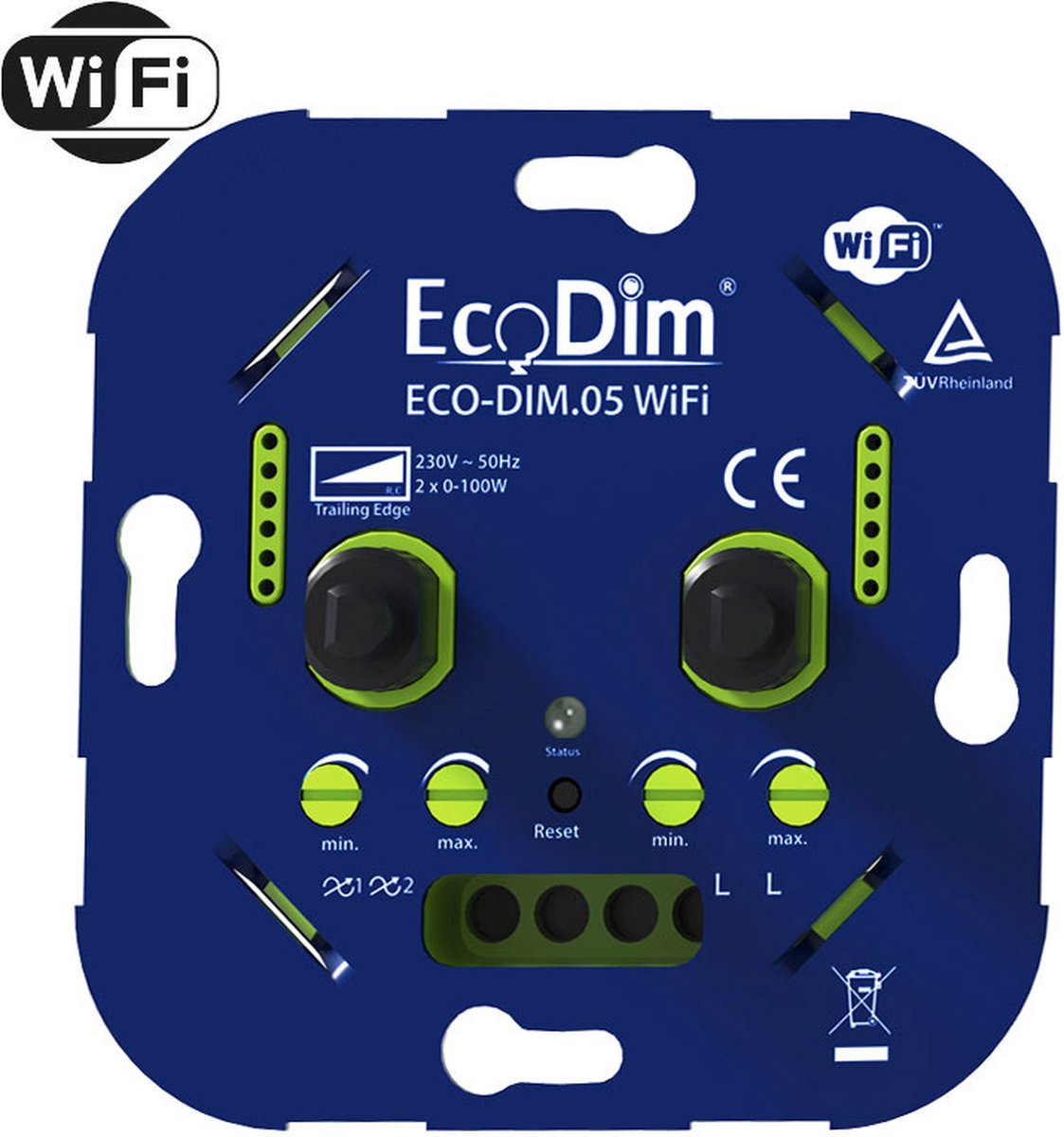 EcoDim Eco-Dim.05 WiFi Duo led dimmer inbouw 2x0-100W