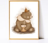 Affiche Chambre Chambre de bébé Chambre Bébé - Affiche Animaux - Affiche Ours Festif - 20x30 cm - A4 - Décoration - Cadeau Maternité