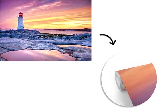 Papier peint Papier peint photo en vinyle - Phare au coucher du soleil en Nova Écosse largeur 390 cm x hauteur 260 cm - Tirage photo sur papier peint (disponible en 7 tailles)