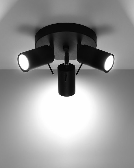 - LED Plafondspot zwart RING - 3 x GU10 aansluiting