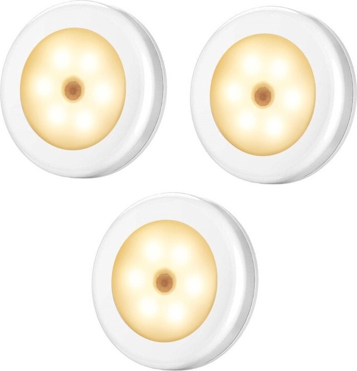 TechU™ 3 Stuks Intelligente Lamp met Sensor – Automatisch aan en uit – Nachtlamp & Gang Lamp – 8*8 cm – Warm Wit Licht