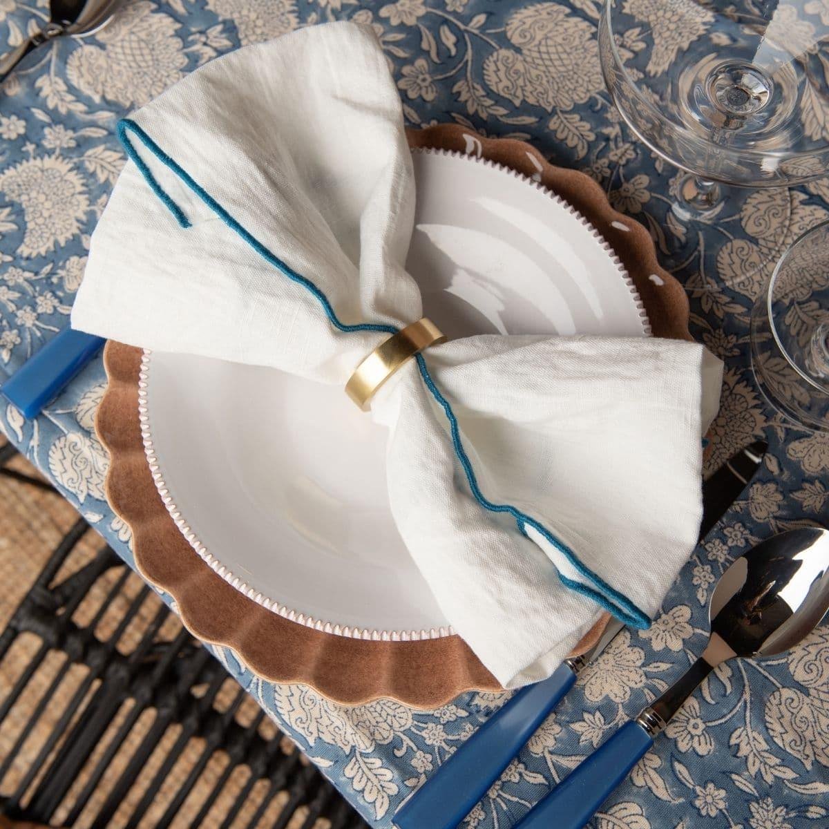 Fabindia - Kundan katoen tafellaken 150x270cm blauw - Tafellakens