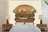 Behang - Fotobehang een klassieke hamburger - Breedte 260 cm x hoogte 260 cm