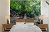Behang - Fotobehang Brug in de jungle bij Palenque in Mexico - Breedte 280 cm x hoogte 280 cm