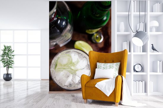 Papier peint - Papier peint - Gin Papier peint photo mélangé avec de la glace et de la chaux - Largeur 200 cm x hauteur 300 cm