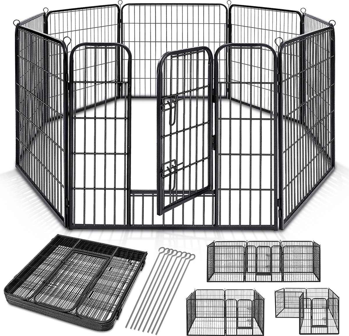 COSTWAY 8 panelen box voor honden, puppyren 60 cm hoog, hondenhok met deur, weerbestendig, voor woning en tuin, huisdierbox van HDPE-kunststof, box huisdier COSTWAY 8 panelen box voor honden, puppyren 60 cm hoog, hondenhok met deur, weerbestendig, voor woning en tuin, huisdierbox van HDPE-kunststof, box huisdier