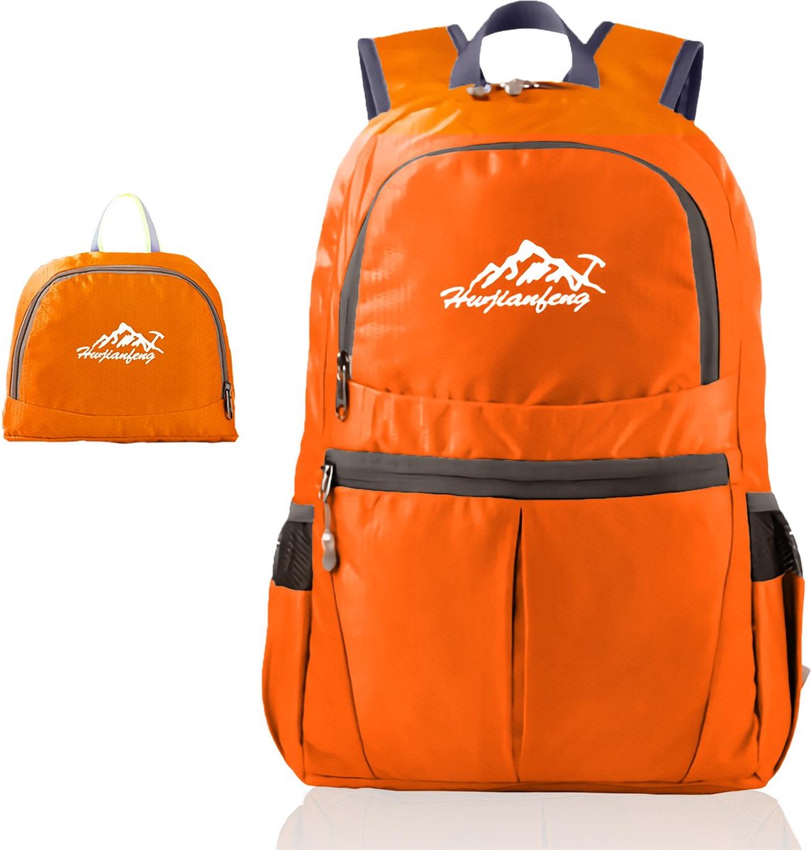 Intirilife Opvouwbare Rugzak Ultralicht in Oranje - 36L Unisex Wandelrugzak Waterdicht - Outdoor Daypack voor Kamperen, Wandelen, Reizen, Klimmen, etc.