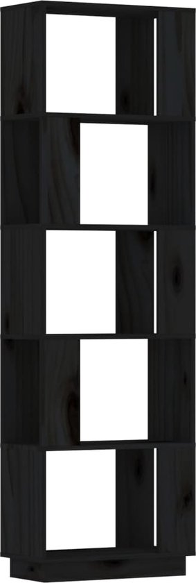 vidaXL - Boekenkast/kamerscherm - 51x25x163,5 - cm - massief - grenenhout - zwart