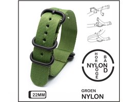 22mm Nato Strap Leger Groen - Vintage James Bond - Nato Strap collectie - Mannen - Vrouwen - Horlogebanden - Legergroen 22 mm bandbreedte voor oa. Seiko Rolex Omega Casio en Citizen